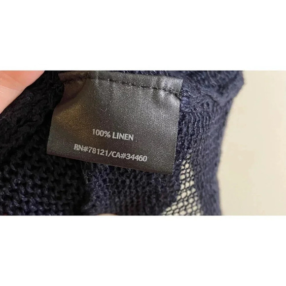 Eileen Fisher Semi-sheer Navy Striped 100% Linen Tank Lightweight Sweater Feel X - Picture 8 of 12